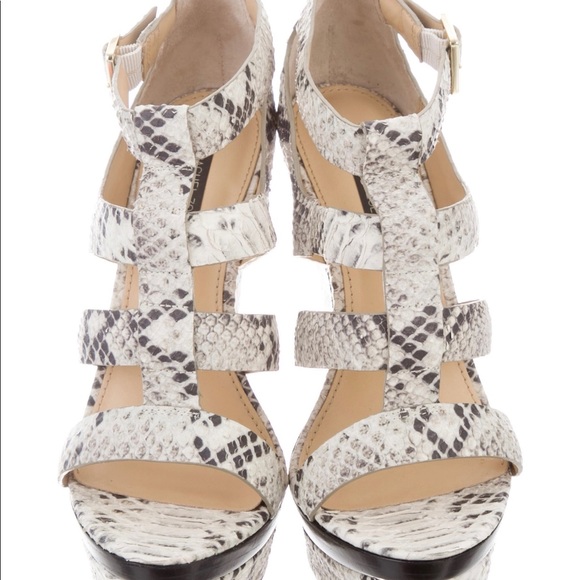 Rachel Zoe Embossed Leather Platform Wedges - Picture 2 of 5